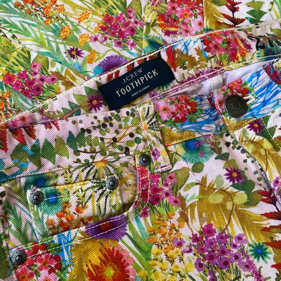 J Crew Liberty Florals Toothpick Jeans